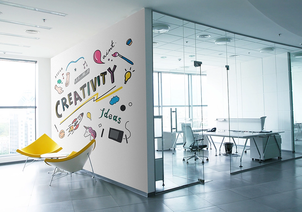 Kreator Ścian wizualizacja druku na ścianie - creativity napis