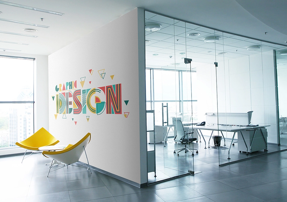 Kreator Ścian wizualizacja druku na ścianie - graphic design napis