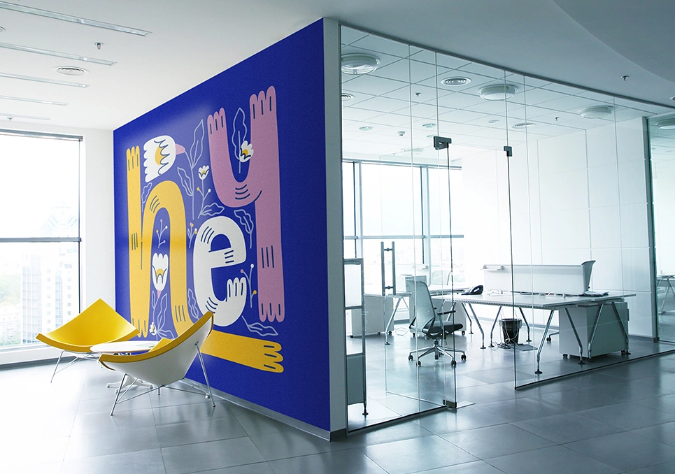 Kreator Ścian wizualizacja druku na ścianie - hey napis graffiti