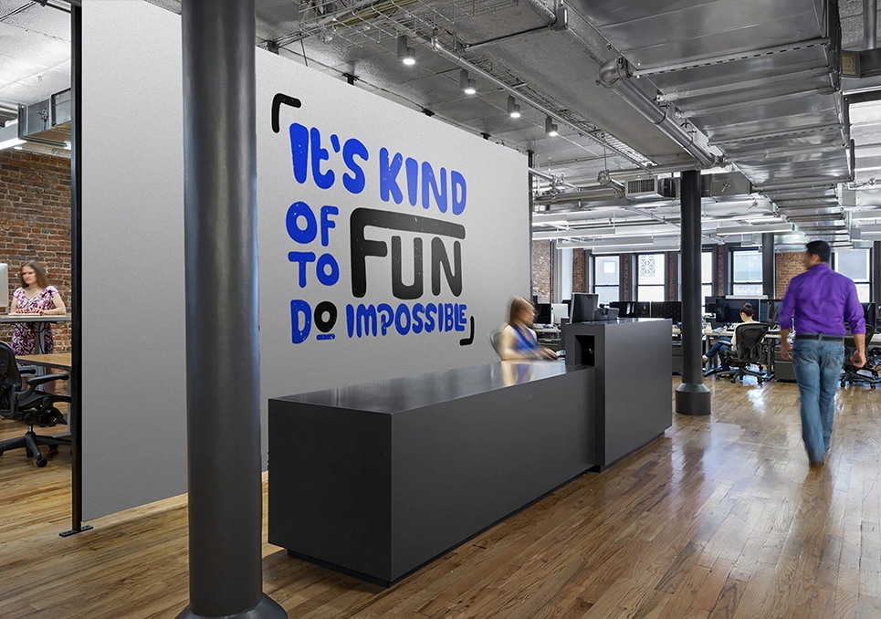 Kreator Ścian wizualizacja druku na ścianie - it's kind of funny to do impossible napis