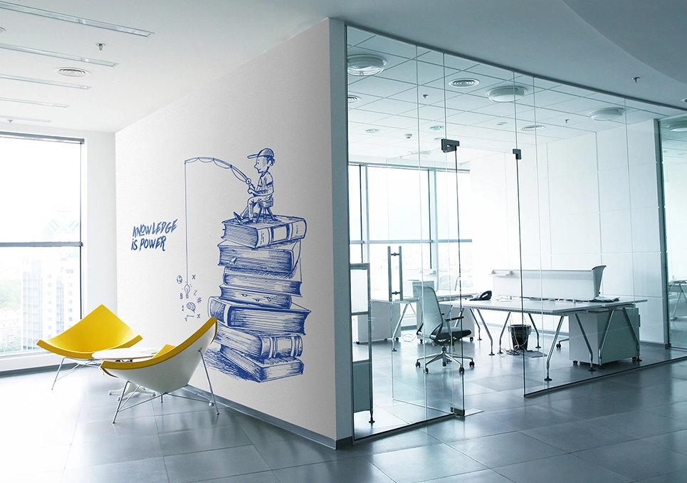 Kreator Ścian wizualizacja druku na ścianie - knowledge is power szkic grafika