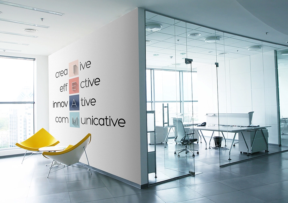 Kreator Ścian wizualizacja druku na ścianie - team infographic