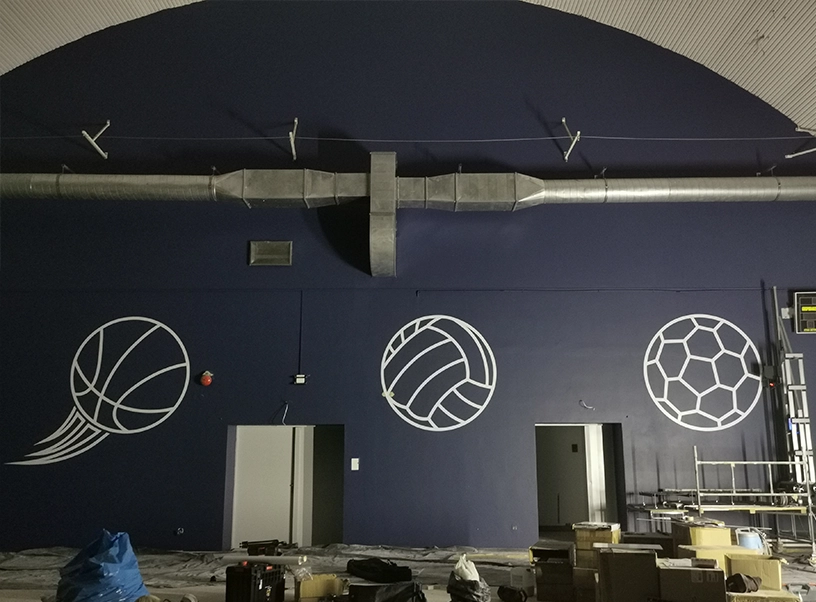 Wydruk grafiki w zespole szkół w Raciążu. Piłki.