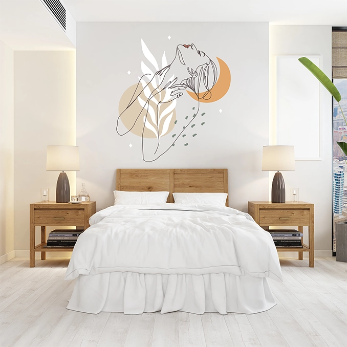 Kreator Ścian wizualizacja druku na ścianie - linearna twarz kobieca