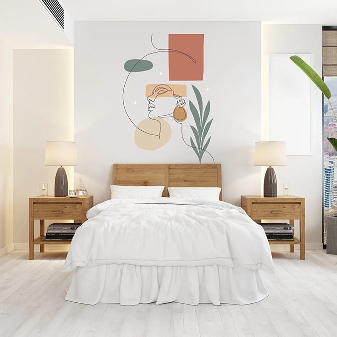 Kreator Ścian wizualizacja druku na ścianie - linearna twarz kobieca