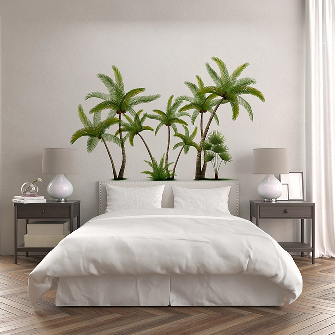 Kreator Ścian wizualizacja druku na ścianie - zielone palmy
