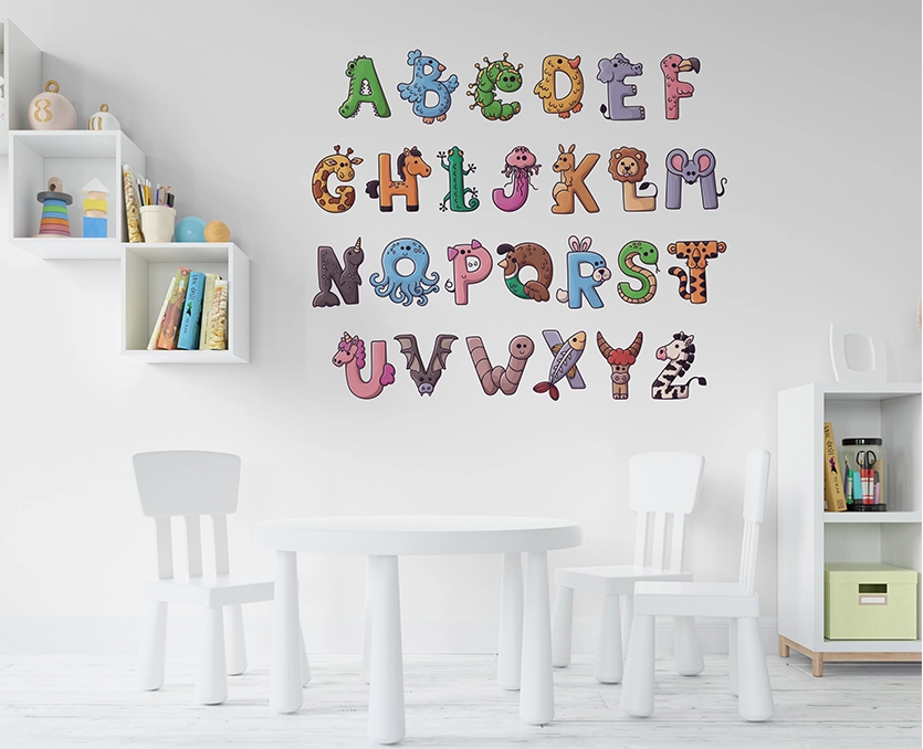 Kreator Ścian wizualizacja druku na ścianie - angielski alfabet dla dzieci