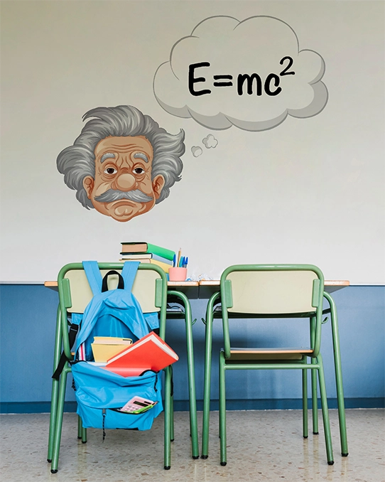 Kreator Ścian wizualizacja druku na ścianie - E=mc2 Einstein